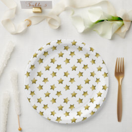 Elegant gouden sterren wit patroon papieren bordje