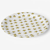 Elegant gouden sterren wit patroon papieren bordje (Gekanteld)