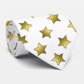 Elegant gouden sterren wit patroon stropdas (Opgerold)