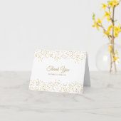 Elegant Gouden Stof Confetti Script Bedankt Kaart (Gele Bloem)