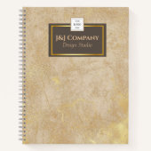 Elegant Gouden Textuur Bruin Lijst Logo Notitieboek (Voorkant)