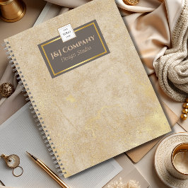 Elegant Gouden Textuur Bruin Lijst Logo Notitieboek