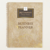 Elegant Gouden Textuur Bruin Lijst Logo Planner (Voorkant)