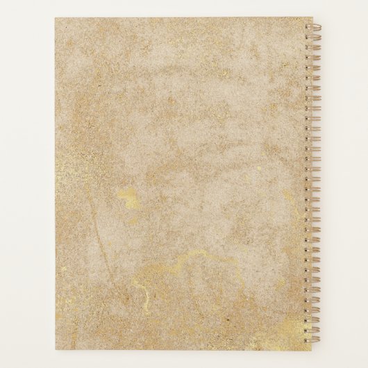 Elegant Gouden Textuur Bruin Lijst Logo Planner (Achterkant)