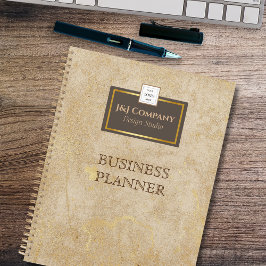Elegant Gouden Textuur Bruin Lijst Logo Planner