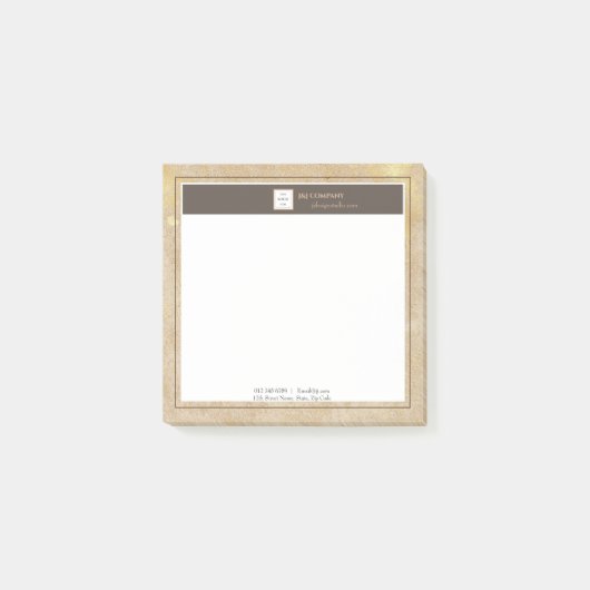 Elegant Gouden Textuur Bruin Lijst Logo Post-it® Notes (Voorkant)