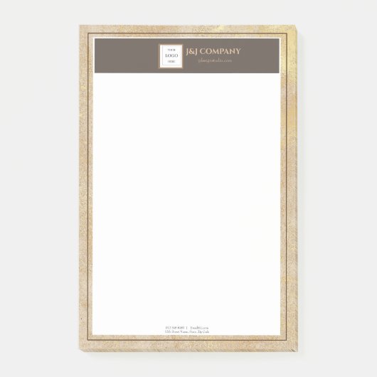 Elegant Gouden Textuur Bruin Lijst Logo Post-it® Notes (Voorkant)