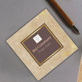 Elegant Gouden Textuur Bruin Lijst Logo Vierkante Visitekaartje