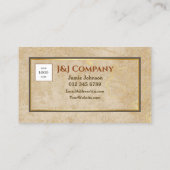 Elegant Gouden Textuur Bruin Lijst Logo Visitekaartje (Achterkant)