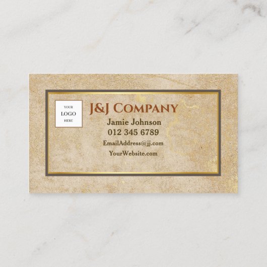 Elegant Gouden Textuur Bruin Lijst Logo Visitekaartje (Achterkant)