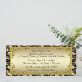 Elegant gouden ticket verjaardagsfeestje kaart (Staand voorkant)