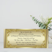 Elegant gouden ticket verjaardagsfeestje kaart (Staand voorkant)