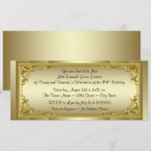 Elegant gouden ticket verjaardagsfeestje kaart (Voorkant / Achterkant)