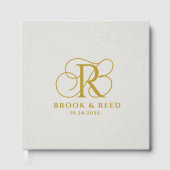Elegant Gouden Trouw Monogram Gastenboek (Voorkant)