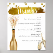 Elegant gouden trouwdranken Menukaart bar bord  Poster (Voorkant)