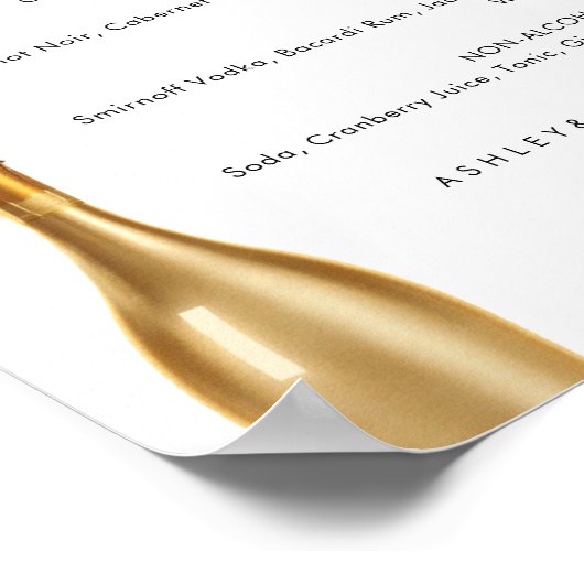 Elegant gouden trouwdrankjes Menu bar bord  Poster (Hoek)