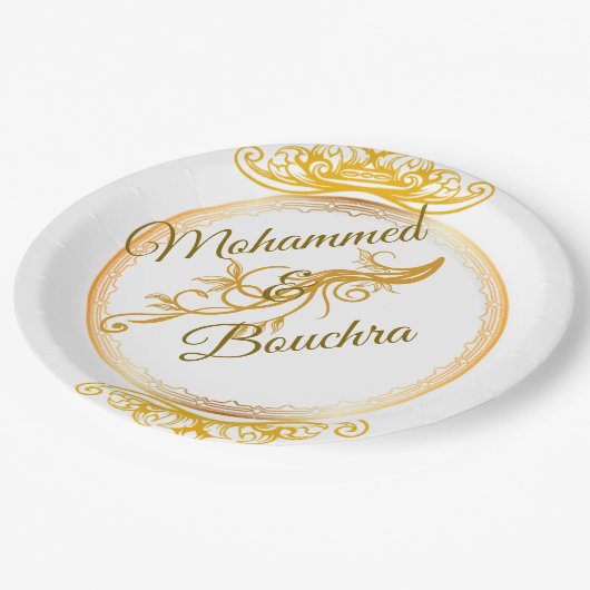 Elegant Gouden Trouwplaat Papieren Bordje (Gekanteld)