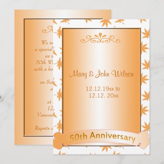 Elegant gouden uitnodigingen ter gelegenheid van d (Voorkant / Achterkant)