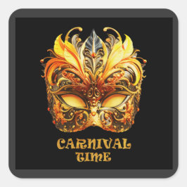 Elegant Gouden Veren Venetiaans Masker Vierkante Sticker