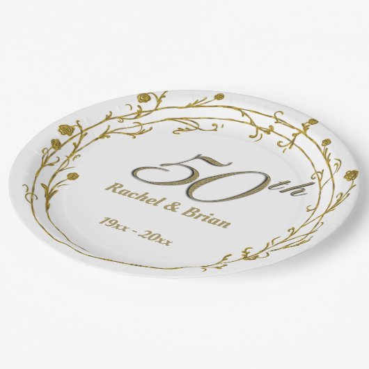 Elegant gouden verjaardagsdagspapier borden papieren bordje (Gekanteld)