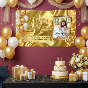 Elegant gouden verjaardagsfeestje spandoek