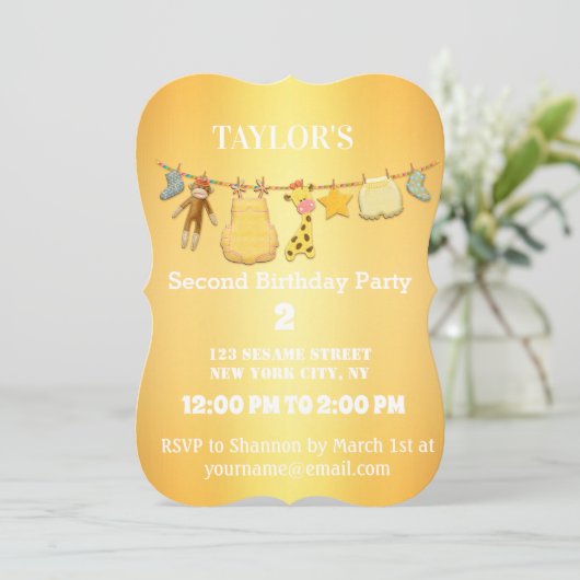 Elegant gouden verjaardagsuitnodiging kaart (Staand voorkant)