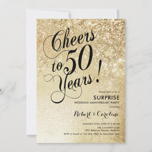 Elegant Gouden Verrassing 50ste Verjaardag Kaart (Voorkant)