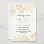 Elegant gouden Vintage bloemendoop Kaart (Voorkant)