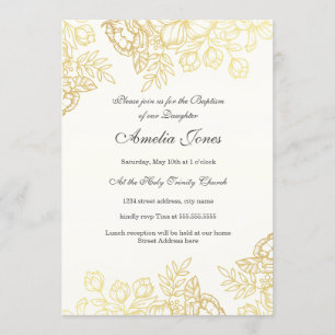 Elegant gouden Vintage bloemendoop Kaart