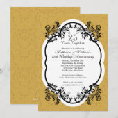 Elegant gouden vintage damast jubileumfeest kaart (Voorkant / Achterkant)