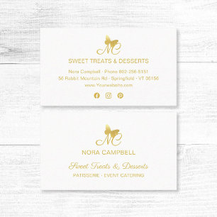 Elegant gouden vlinder monogram sociale media visitekaartje