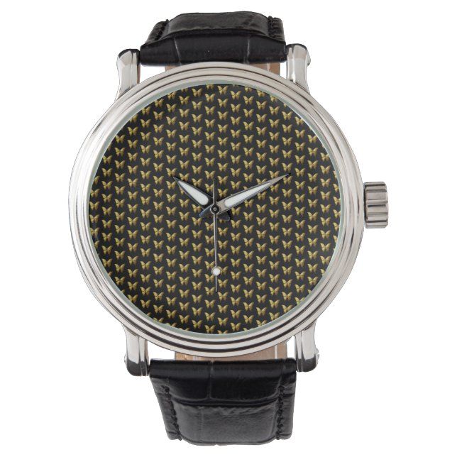 Elegant gouden vlinder patroon horloge (Voorkant)