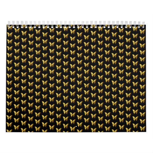 Elegant gouden vlinder patroon kalender (Hoes)