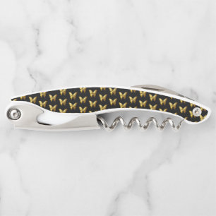 Elegant gouden vlinder patroon kurkentrekker
