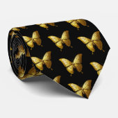 Elegant gouden vlinder patroon stropdas (Opgerold)