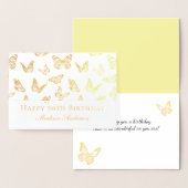 Elegant gouden vlinderpatroon Happy 50th Birthday Folie Kaarten (Display)