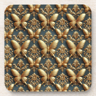 Elegant Gouden Vlinders Patroon Bier Onderzetter