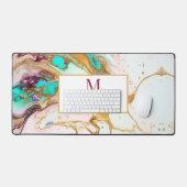 Elegant Gouden Vos Marmeren Monogram Schoonheidssa Bureaumat (Keyboard & Muis)