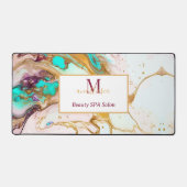 Elegant Gouden Vos Marmeren Monogram Schoonheidssa Bureaumat (Voorkant)