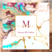 Elegant Gouden Vos Marmeren Monogram Schoonheidssa Raamsticker (Vel 2)