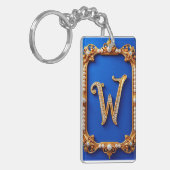 Elegant Gouden W Monogram Versierd Met Parels Sleutelhanger (Voorkant Links)