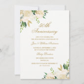 Elegant gouden Waterverf Floral Jubileum Kaart (Voorkant)