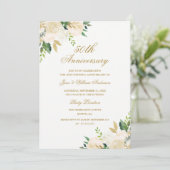 Elegant gouden Waterverf Floral Jubileum Kaart (Staand voorkant)