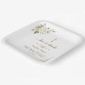 Elegant Gouden Waterverf Witte Bloemen Doop Papieren Bordje (Gebogen)