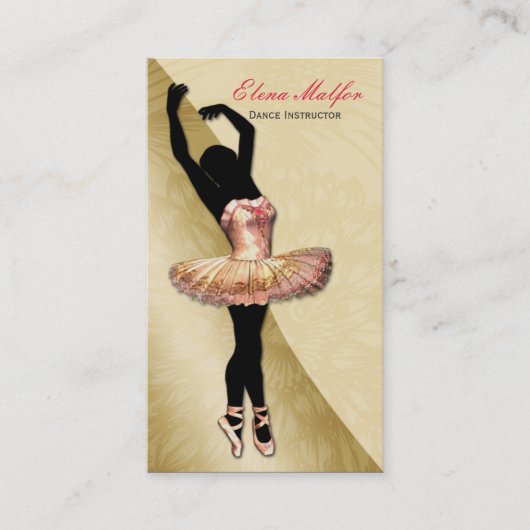 Elegant gouden weelderige ballerina Visitekaartje (Voorkant)