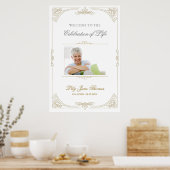 Elegant Gouden Wervelende Rouw Ontvangstbord - 24 Poster (Keuken)