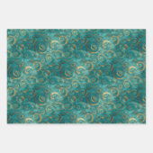 Elegant gouden wervelpatroon op turquoise achtergr inpakpapier vel (Voorkant 3)