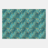 Elegant gouden wervelpatroon op turquoise achtergr inpakpapier vel (Voorkant)