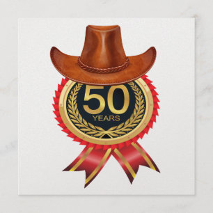 Elegant gouden Western Fifty Invitation Kaart