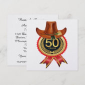 Elegant gouden Western Fifty Invitation Kaart (Voorkant / Achterkant)